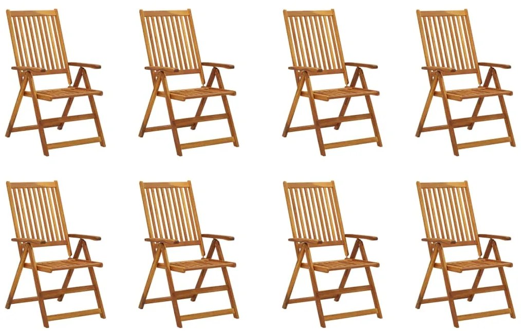 Cadeiras de jardim dobráveis c/ almofadões 8 pcs acácia maciça