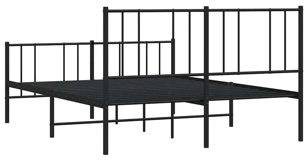 Estrutura de cama com cabeceira e pés 150x200 cm metal preto