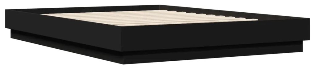 Estrutura de cama com luzes LED 160x200 cm preto
