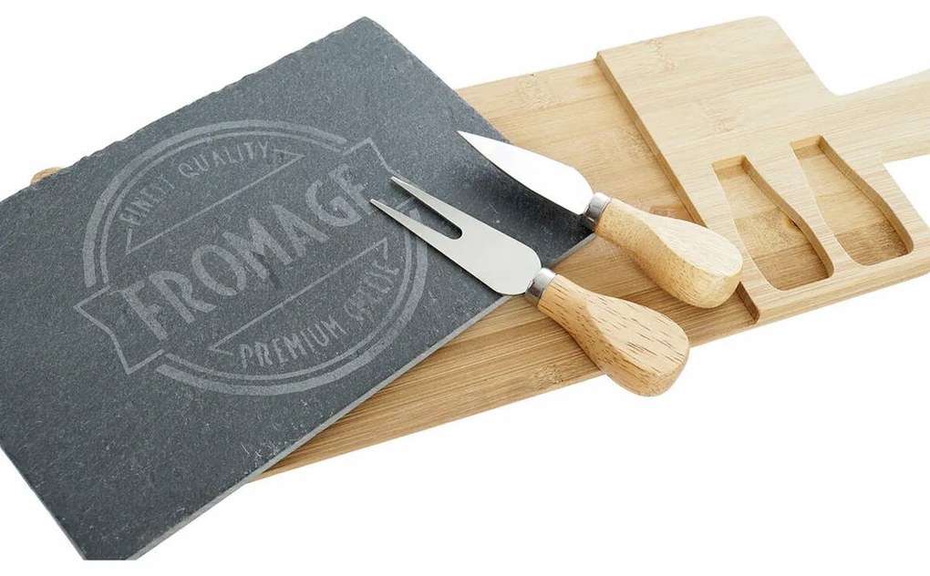 Tábua de corte DKD Home Decor Preto Natural Bambu Ardósia 40 x 14 x 2 cm