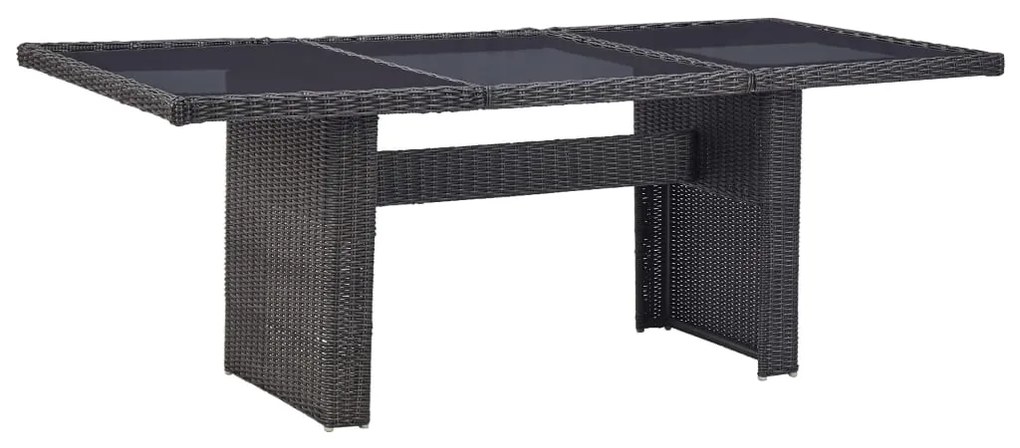 vidaXL Mesa de jantar jardim 200x100x74 cm vidro e vime PE preto