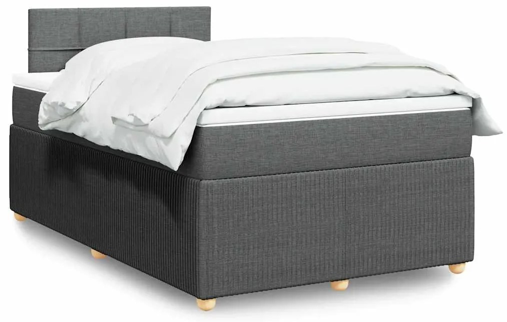 Cama boxspring com colchão 120x190 cm tecido cinzento-escuro