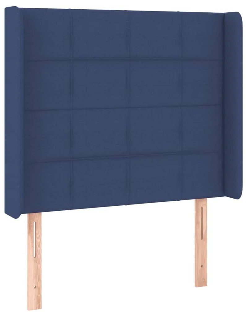 Cabeceira de cama c/ luzes LED tecido 83x16x118/128 cm azul