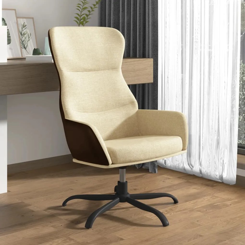 341093 vidaXL Cadeira de descanso tecido cor creme