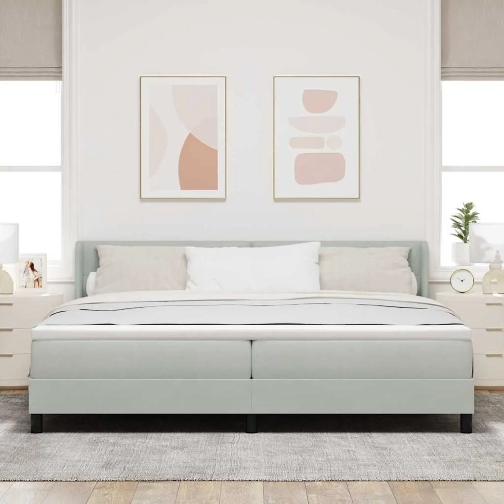 Cama Box Spring vidaXL com Colchão Cinza Claro 200x200 cm Veludo