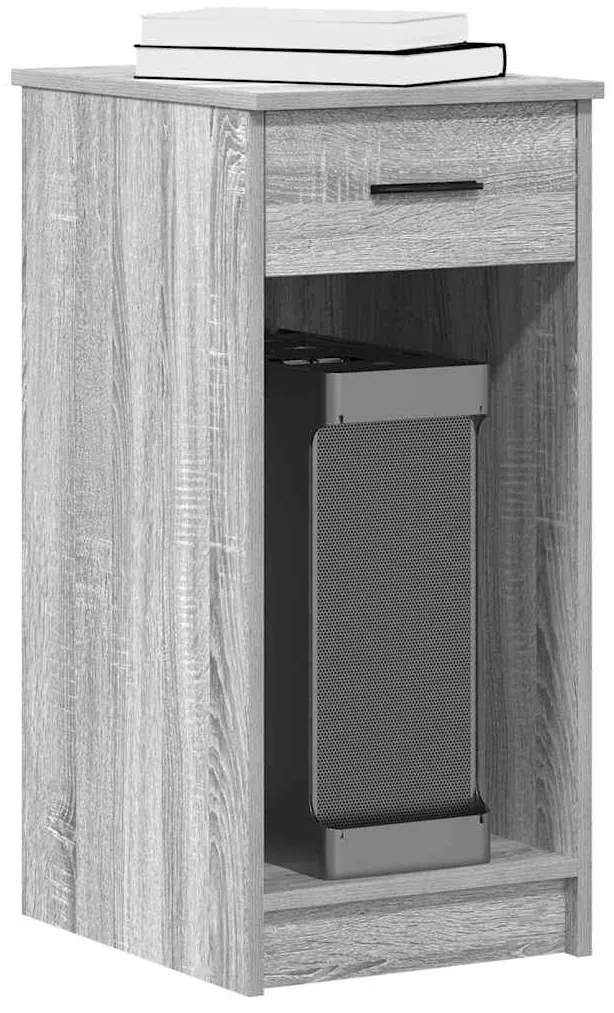 vidaXL Suporte torre de computador com gaveta 35x45x77 cm cinza sonoma