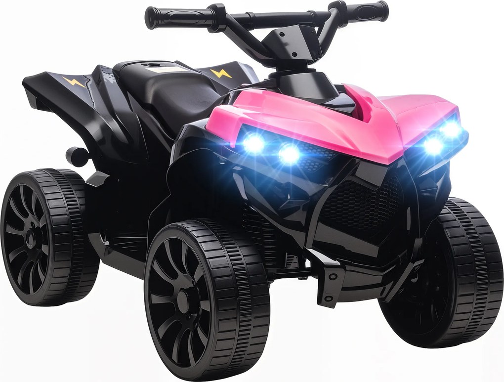 AIYAPLAY Quadriciclo Elétrico para Crianças 6 V Quadriciclo para Crianças com Velocidade até 3 km/h Faróis e Música 70x42x45 cm Rosa | Aosom Portugal
