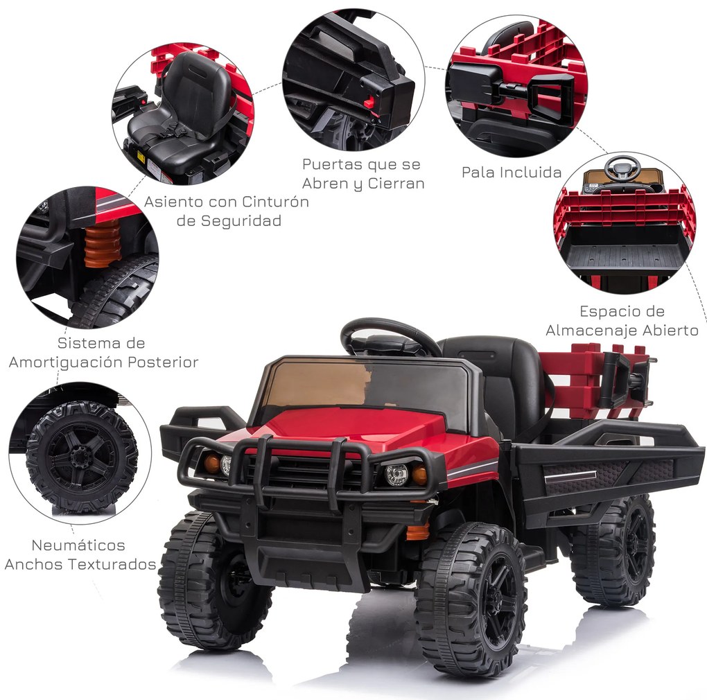 HOMCOM Carro elétrico para crianças acima de 3 anos SUV com 2 motores controle remoto Bateria recarregável de 2,4 GHz 120x67x65 cm Vermelho