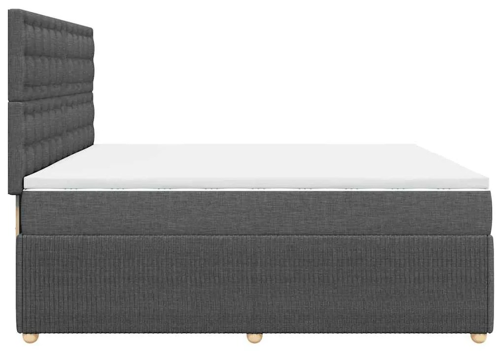 Cama com molas/colchão 200x200 cm tecido cinzento-escuro