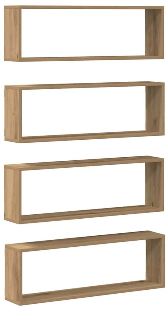 Prateleiras de parede vidaXL 4 pcs Carvalho Artesanal 80x15x26 cm Made