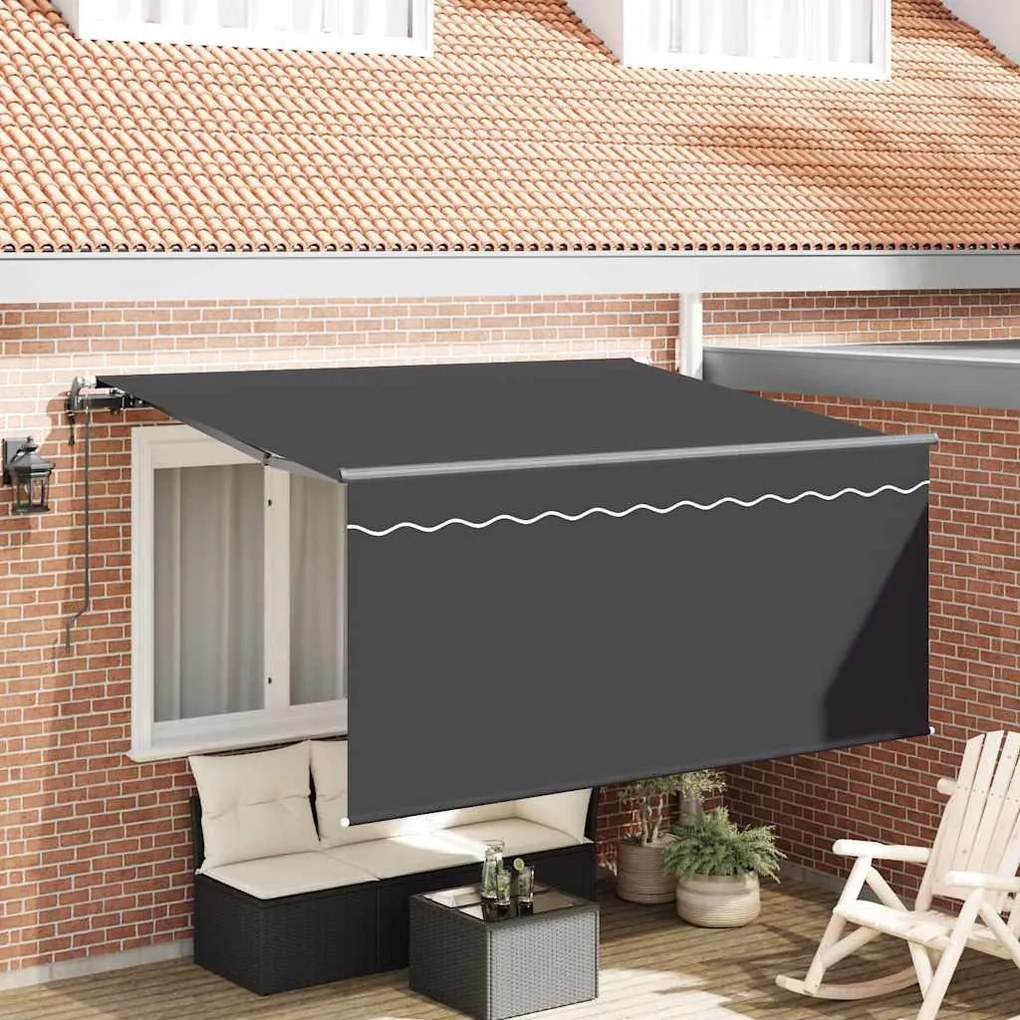 vidaXL Toldo Retrátil Riscas Antracite 300 x 200 cm tecido