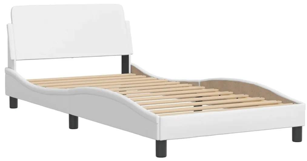 Cama com colchão 100x200 cm couro artificial branco