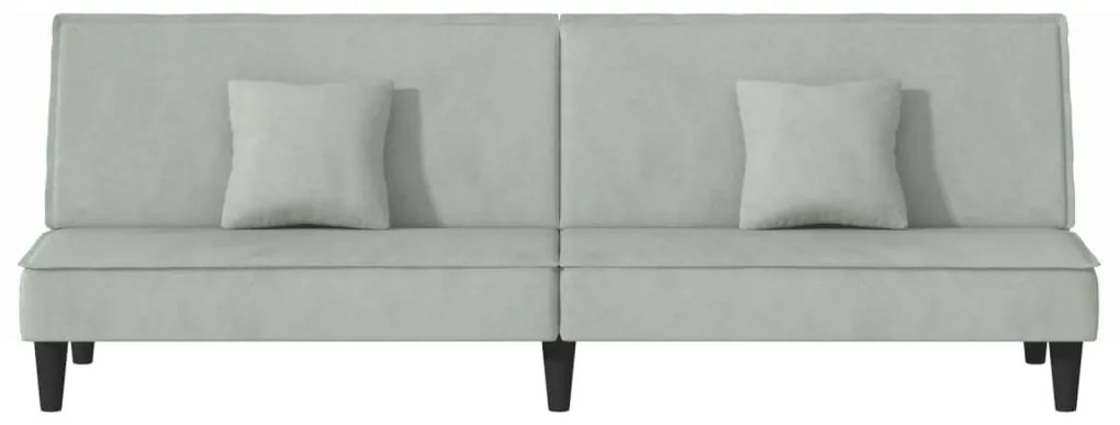 Sofá-cama veludo cinzento-claro
