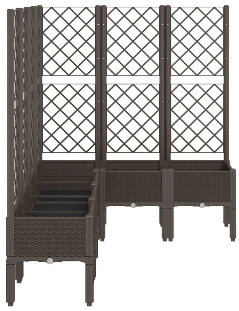 Vaso/floreira de jardim c/ treliça 160x120x142 cm PP castanho