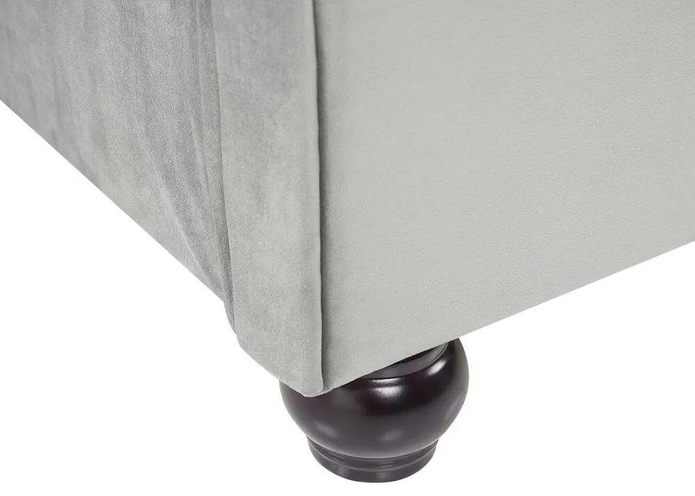 Cama de casal em veludo cinzento 140 x 200 cm AVALLON Beliani