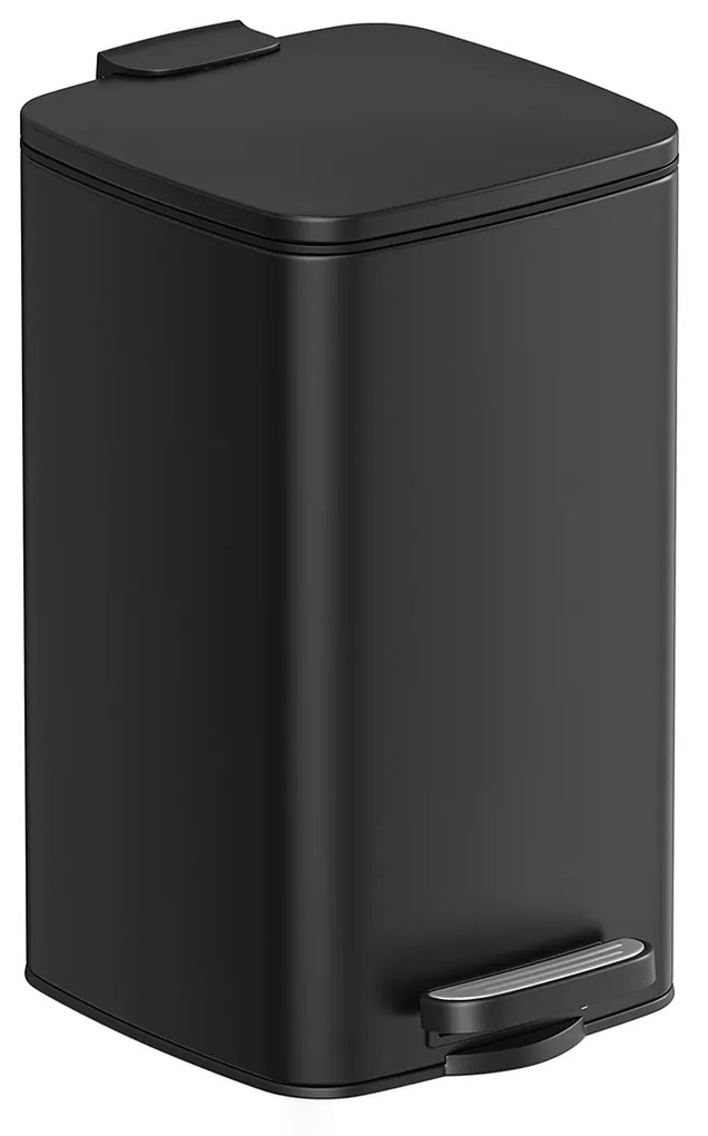 Lixeira de banheiro SONGMICS LTB591B0802 com tampa, 8L, para espaços pequenos, fechamento suave, aço, preto LTB591B0802