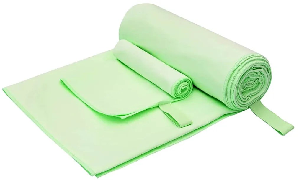 vidaXL Conjunto de Toalhas Esportivas 2 pcs Verde tecido