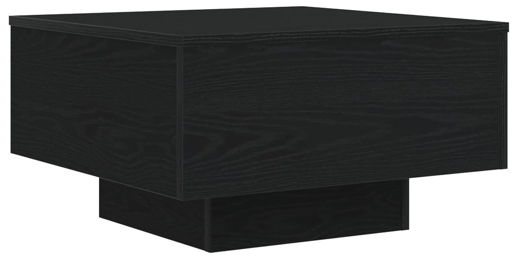 Mesa de Centro vidaXL com Luzes LED Carvalho Preto 55x55x31 cm