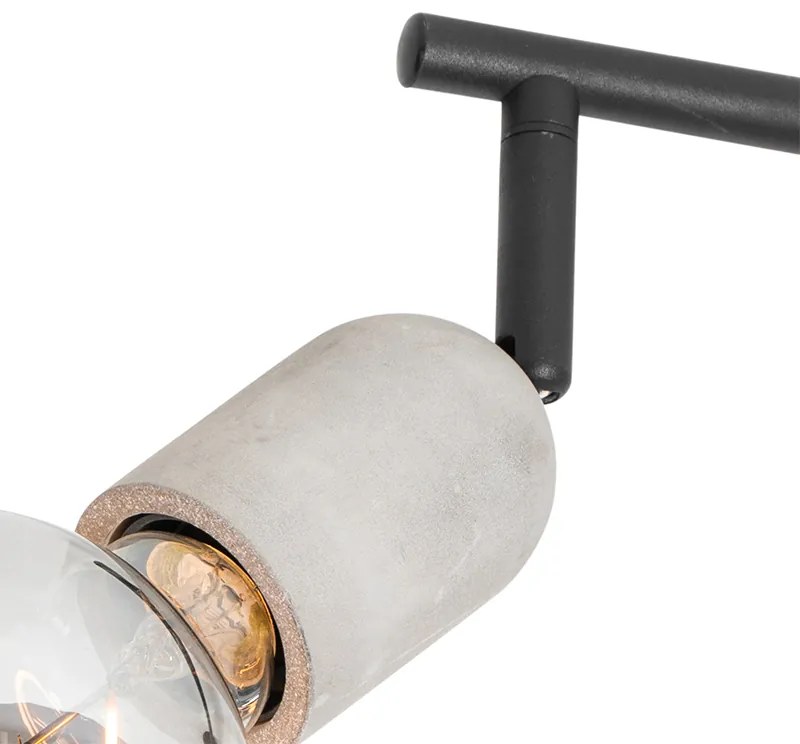 Candeeiro de teto industrial preto betão 4-luzes - PEDRA Rústico ,Industrial