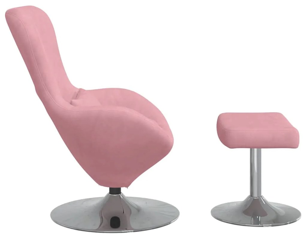 Cadeira de Ovo vidaXL com Puff Veludo Rosa