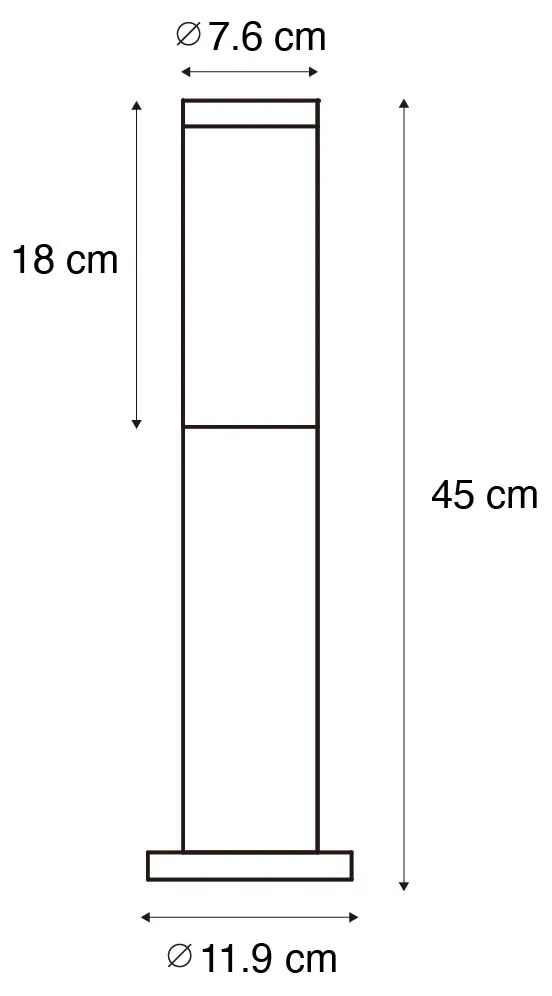 Poste de iluminação exterior castanho ferrugem com opala 45 cm IP44 - Rox Industrial