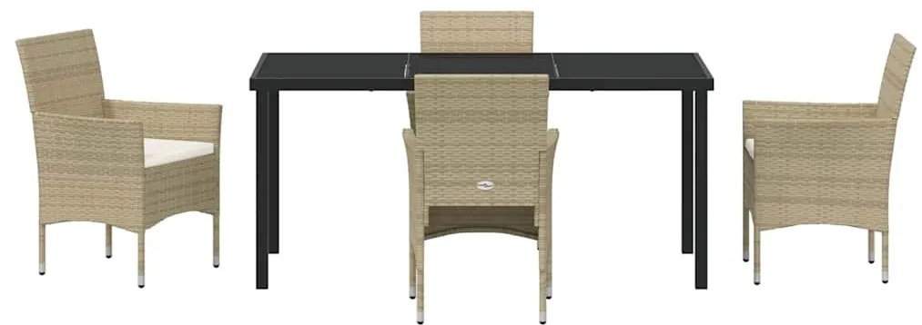 Conjunto de Jantar de Jardim 5 Peças Bege em Rattan Sintético