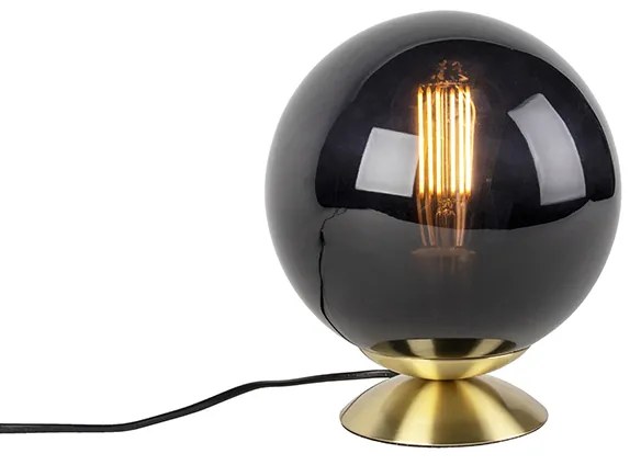 Candeeiro de mesa Art Deco em latão com vidro preto - Pallon Art Deco