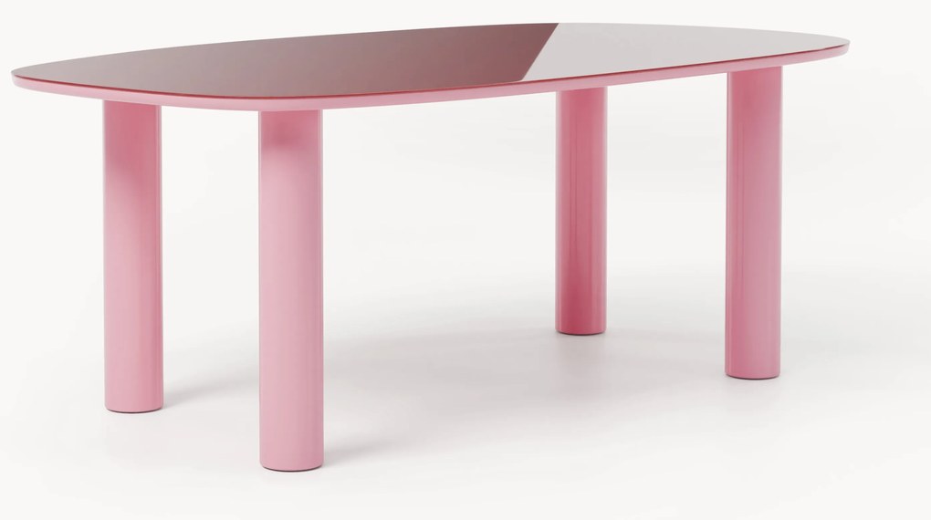 Mesa de jantar orgânica Beni, tampo de vidro, 200 x 110 cm