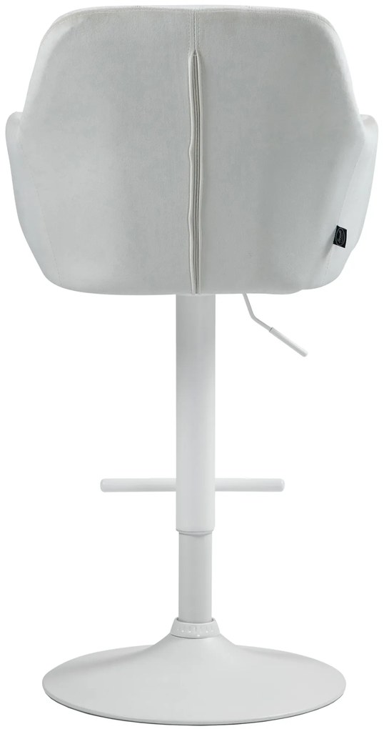 Banco de bar Natoma em veludo com estrutura branca 97-118 x 57 x 59 cm Creme