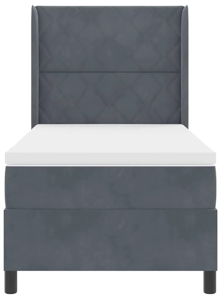Cama Box com Colchão e LED vidaXL Cinza Escuro 90x190 cm Veludo