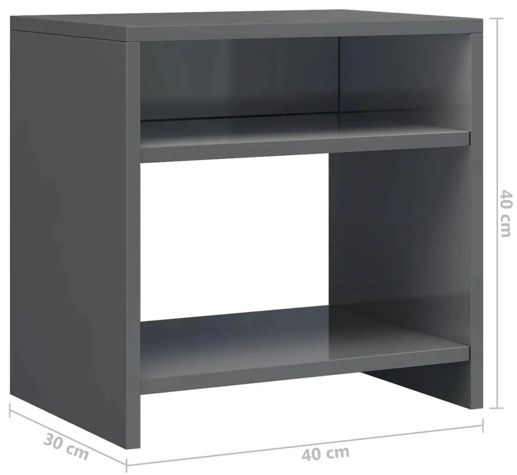 Mesa-de-cabeceira 40x30x40 cm aglomerado cinzento brilhante