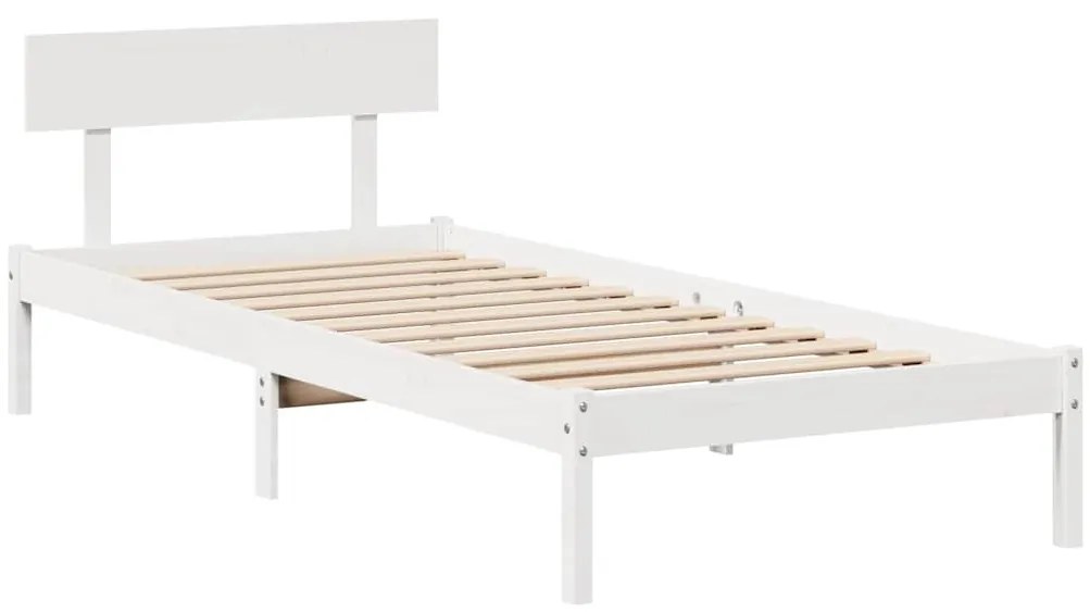 Cama sem colchão 100x200 cm madeira de pinho maciça branco
