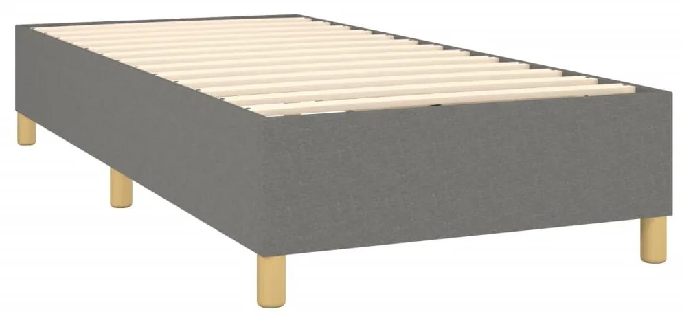 Cama box spring c/ colchão e LED 100x200 cm tecido cinza-escuro