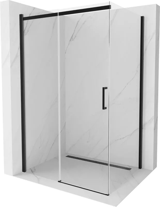Mexen Omega cabine de duche deslizante 140 x 90 cm, transparente, preta - 825-140-090-70-00