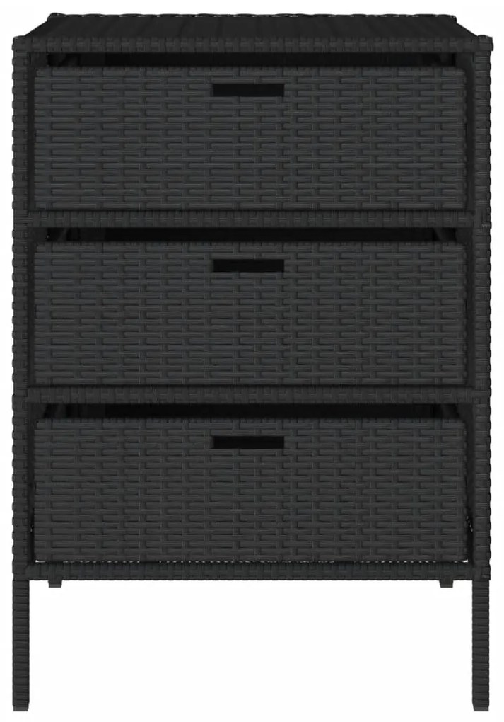 Armário de arrumação para jardim 55x59x80 cm vime PE preto