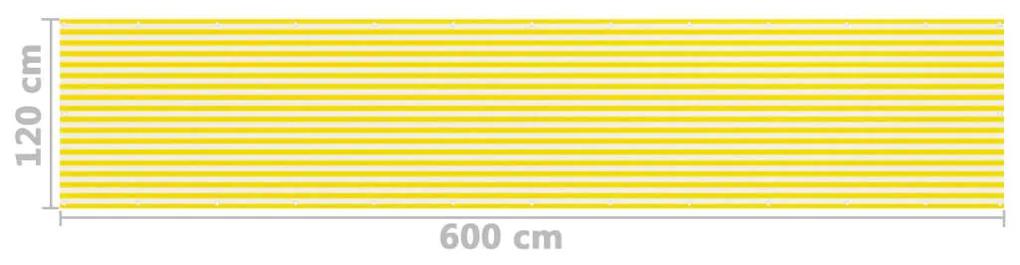Tela de varanda 120x600 cm PEAD amarelo e branco