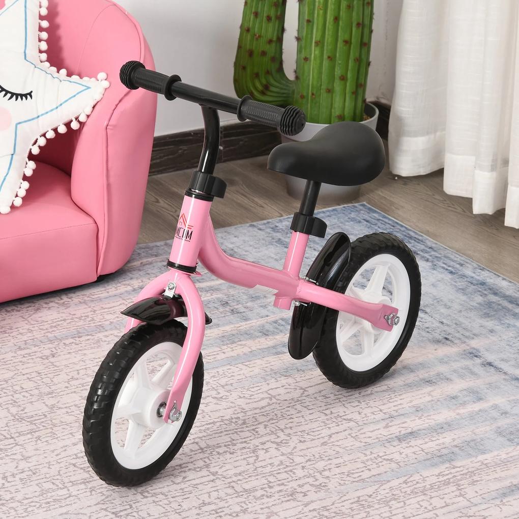 HOMCOM Bicicleta de equilibrio infantil acima de 3 anos Altura ajustável 71x32x56 cm Rosa