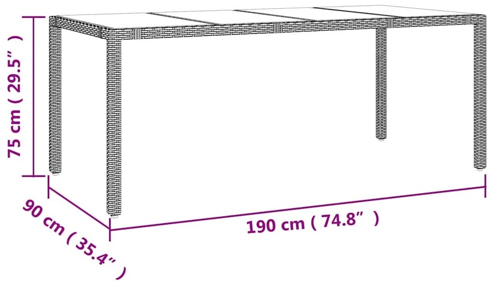 7 pcs conjunto de bistrô para jardim c/ almofadões vime PE bege