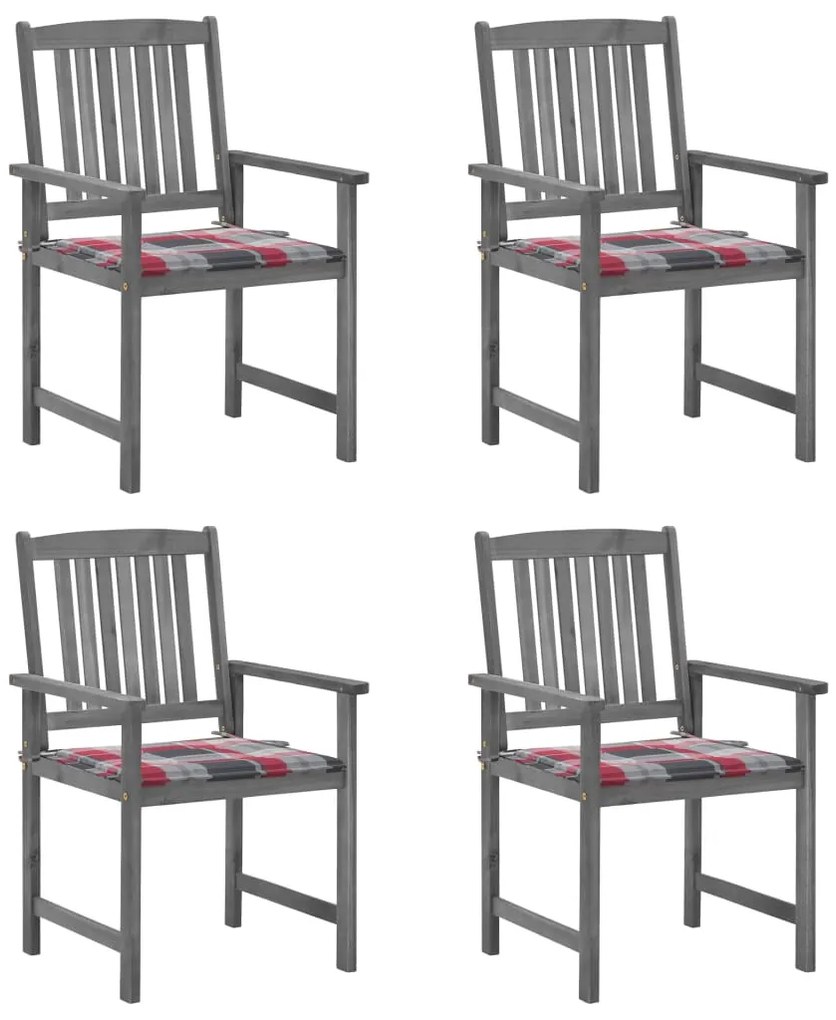 vidaXL Cadeiras de jardim com almofadões 4 pcs acácia maciça cinza