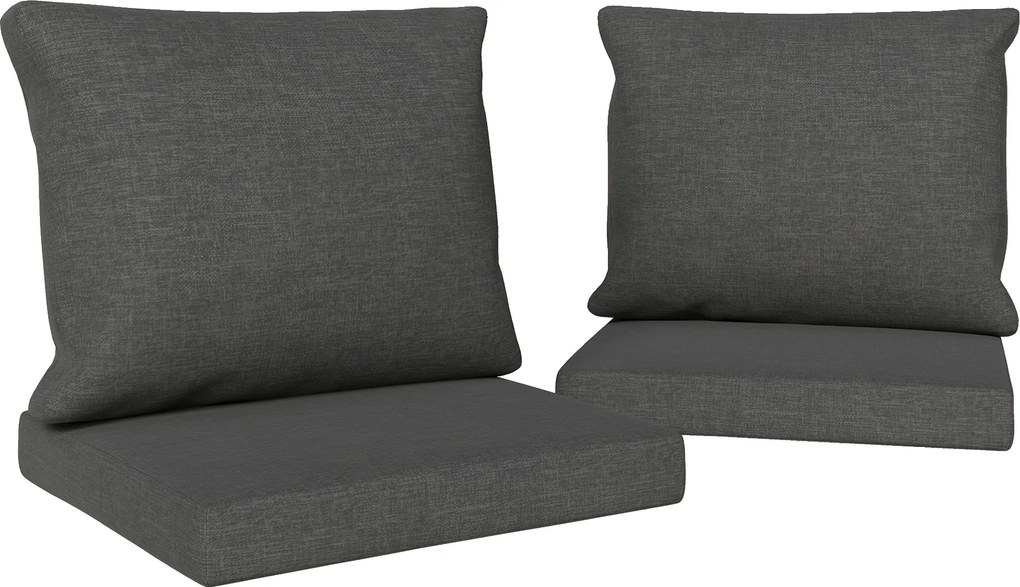 Outsunny Conjunto de 4 almofadas para cadeira de exterior, almofadas de jardim, capas removíveis e laváveis, para exterior, cinza escuro | Aosom Portugal
