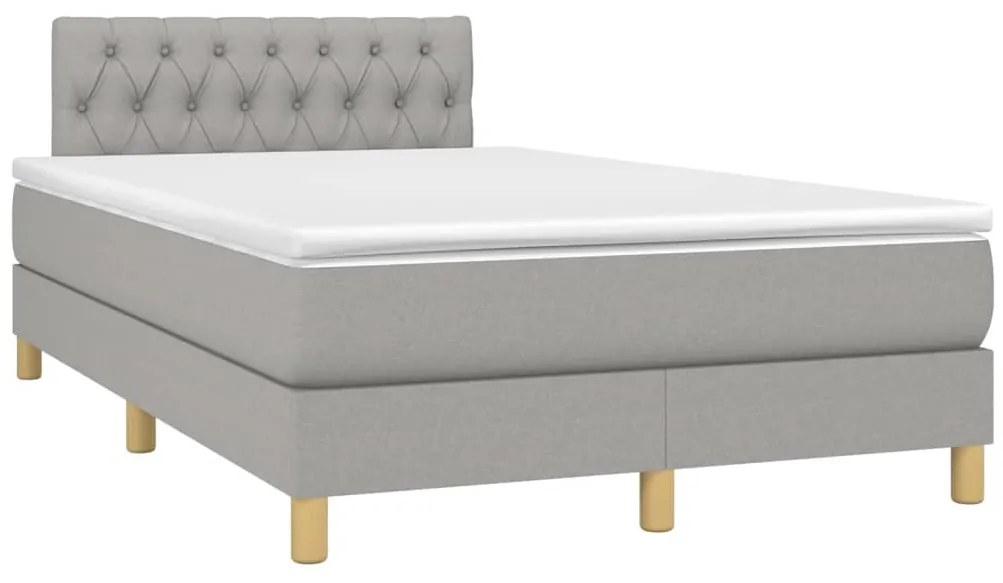 Cama com molas/colchão 120x200 cm tecido cinza-claro