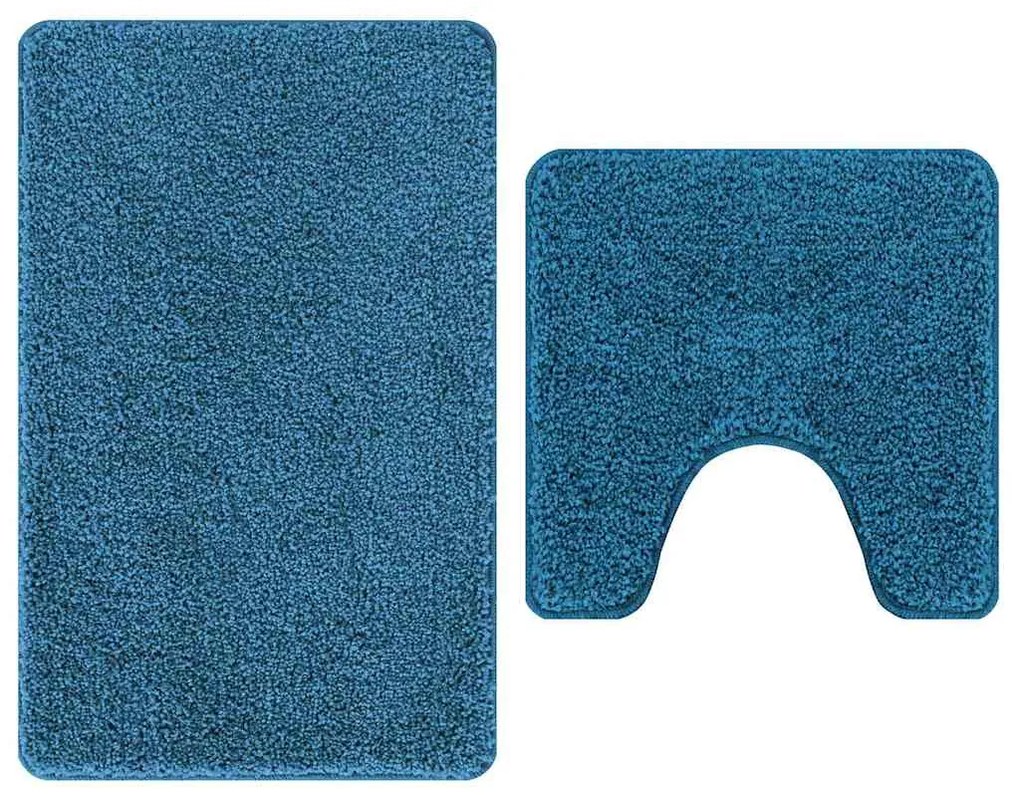 Conjunto de Tapetes de Banho de 2 Peças vidaXL Azul Polipropileno Anti