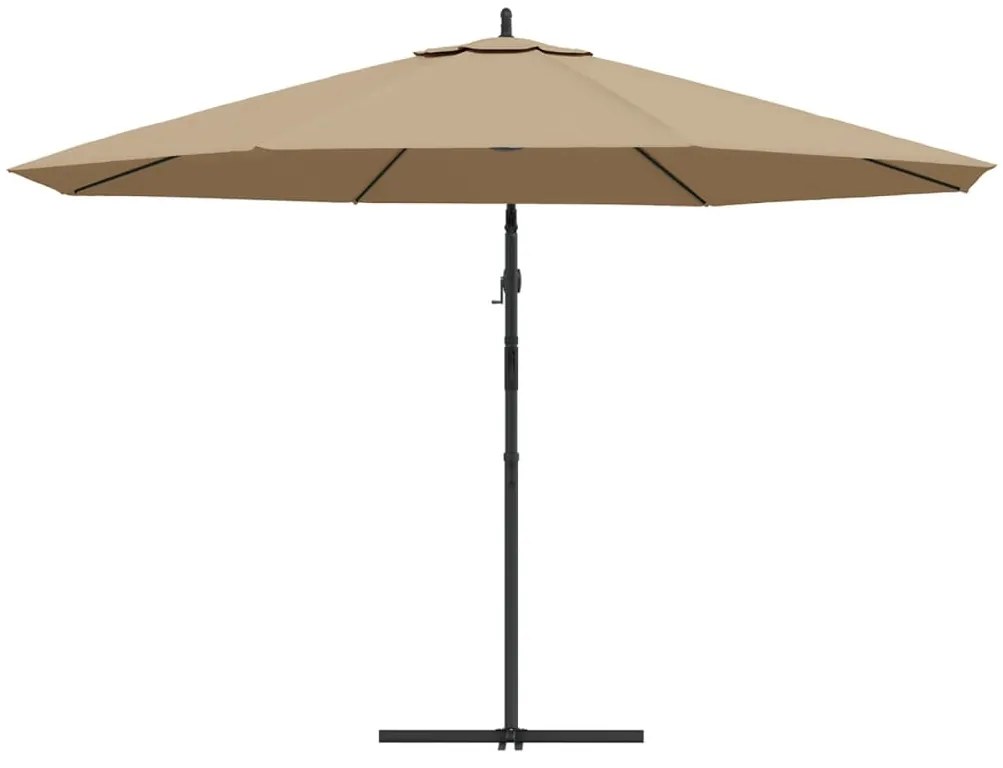 Guarda-sol cantilever c/ poste alumínio 350cm cinza-acastanhado