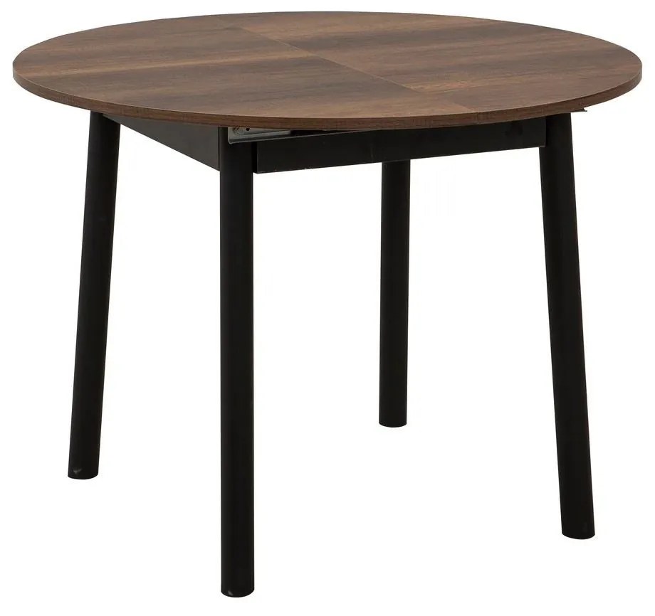Mesa de Jantar Extensível Oliver – Nogueira/Preto – 100/131 x 75 x 100