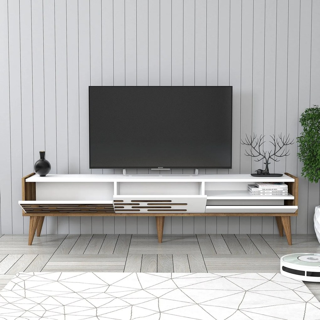 Conjunto de Mobiliário de Sala Valensiya – Nogueira/Branco – Várias Di