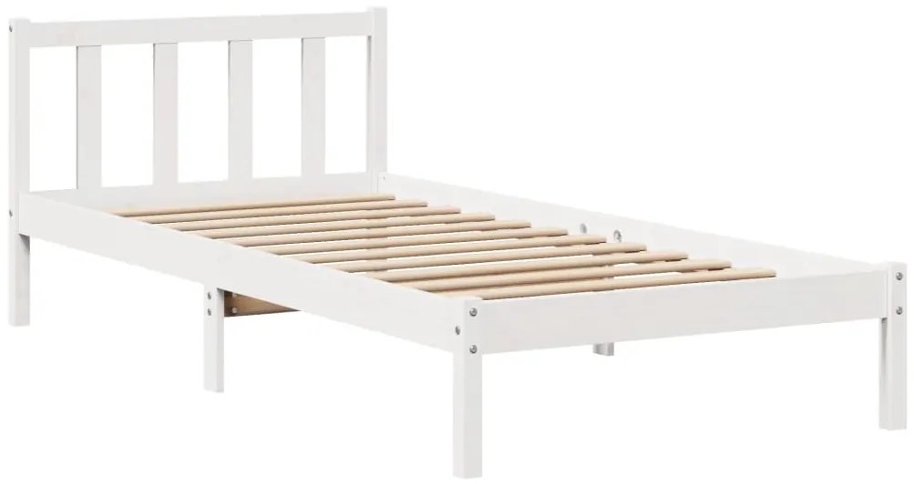 Cama sem colchão 90x200 cm madeira de pinho maciça branco