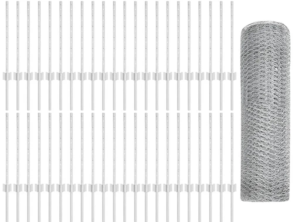 Posts de Cerca vidaXL 11 pcs U-Channel 60 cm Aço Galvanizado