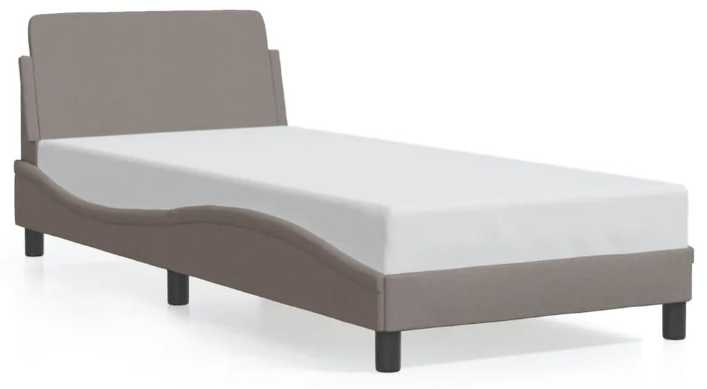 Estrutura cama cabeceira 90x190 cm tecido castanho-acinzentado