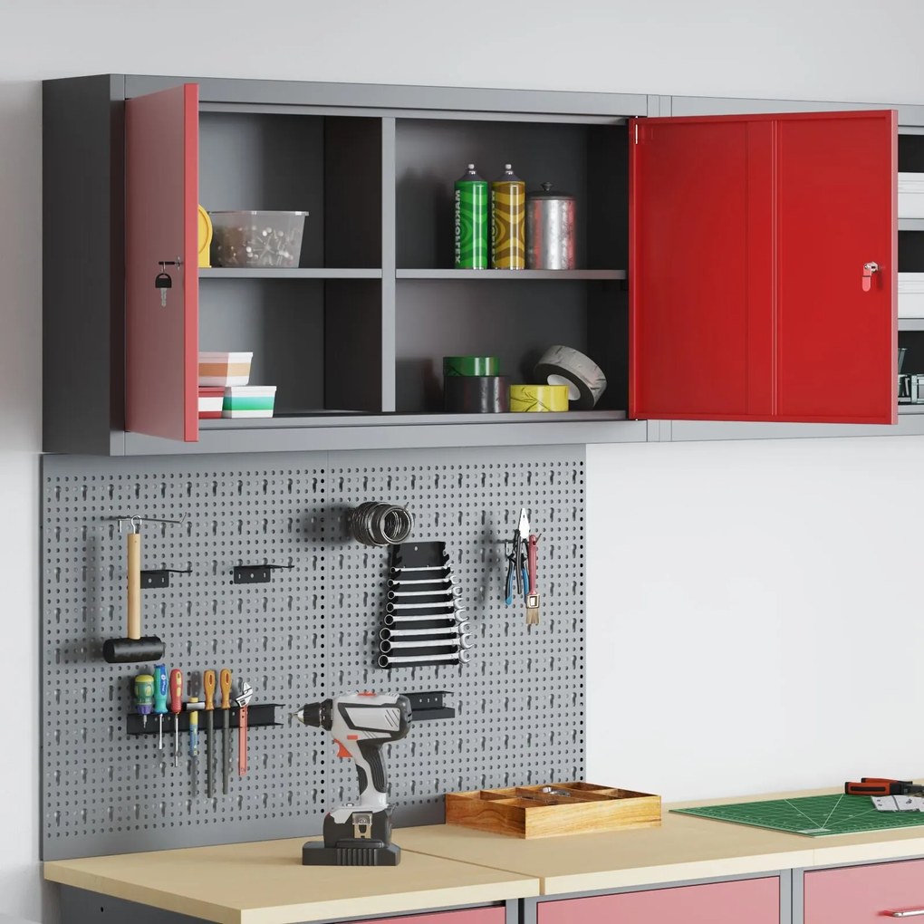 Conjunto de Armário e Painel de Ferramentas de 3 Peças VidaXL Montado