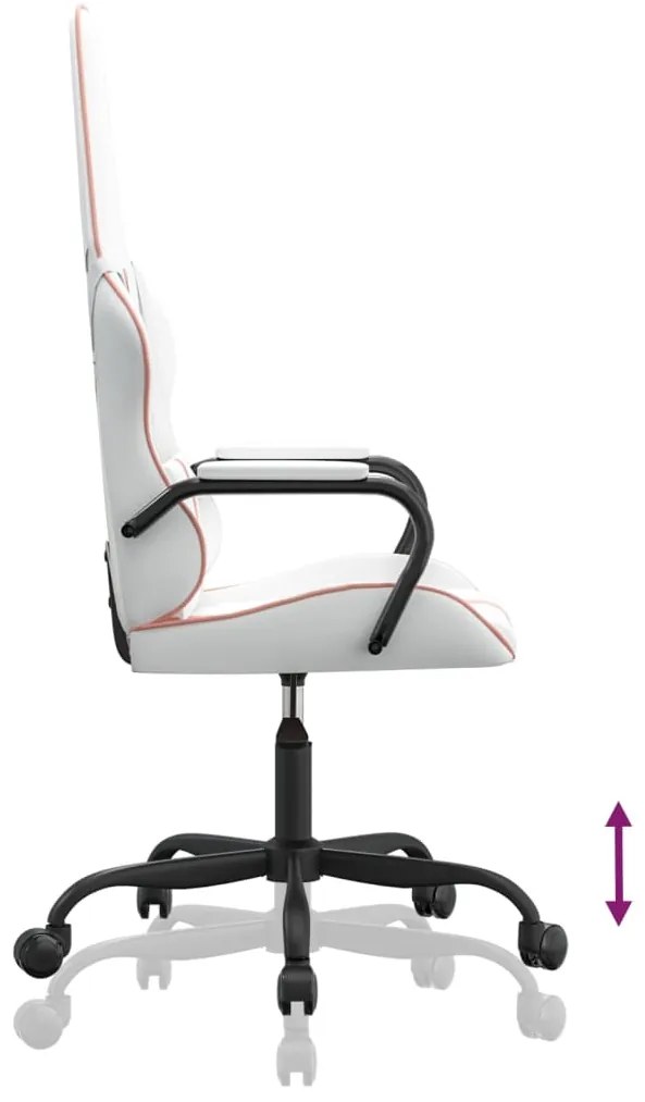 Cadeira gaming couro artificial branco e rosa